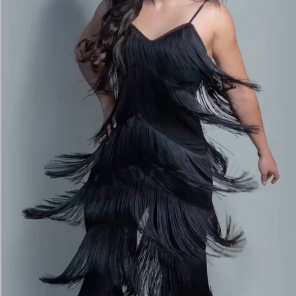 Black fringe jumpsuit - Picture 2 of 2